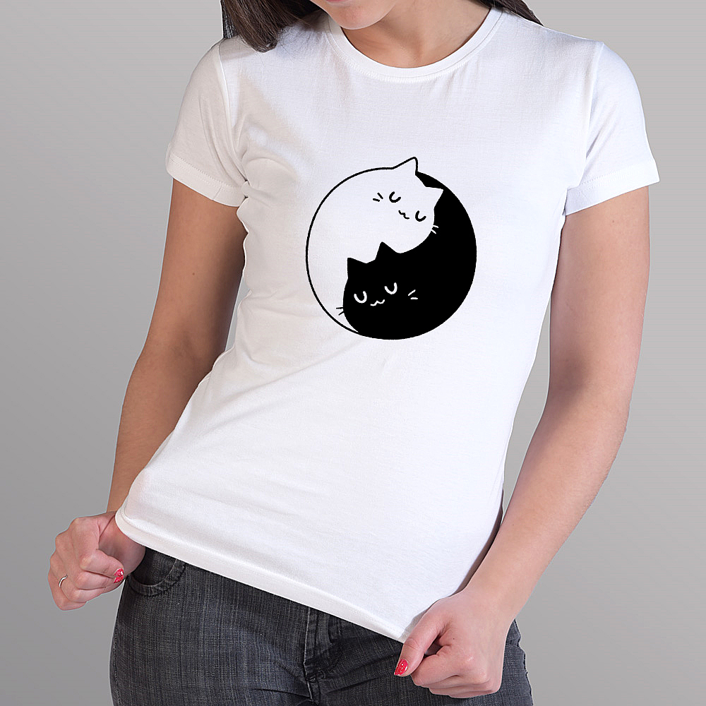 Camiseta Gatos Yin-Yang para Dama