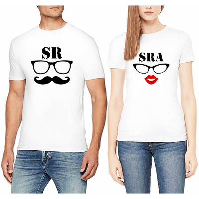 Camisetas SR y SRA para Parejas - BLANCO