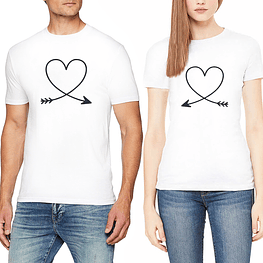 Camisetas Flecha Corazón para Parejas - BLANCO