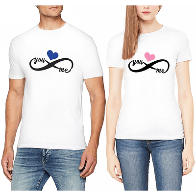 Camisetas Infinitos Corazón para Parejas - BLANCO