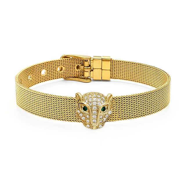 Pulsera Leopardo Cristales Acero 1