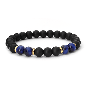 Pulsera Piedra Ónix Mate Ojo de Tigre y Acero