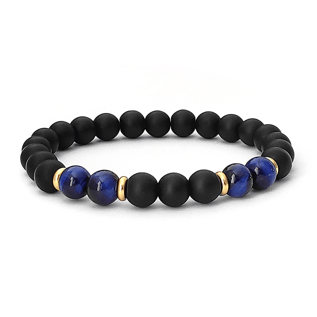Pulsera Piedra Ónix Mate Ojo de Tigre y Acero 1