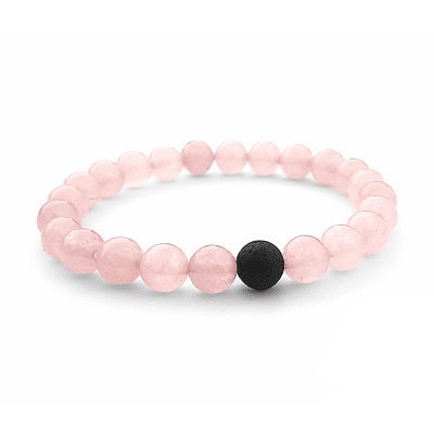 Pulsera con Piedra Cuarzo Rosado y Volcánica