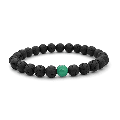 Pulsera con Piedra Jade y Volcanica - NEGRO