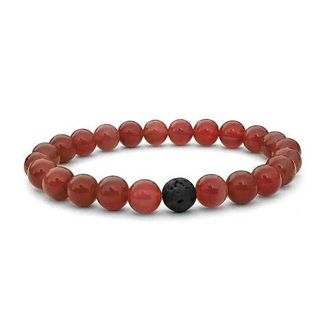 Pulsera con Piedra Cornalina y Volcánica