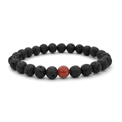 Pulsera con Piedra Cornalina y Volcánica - NEGRO