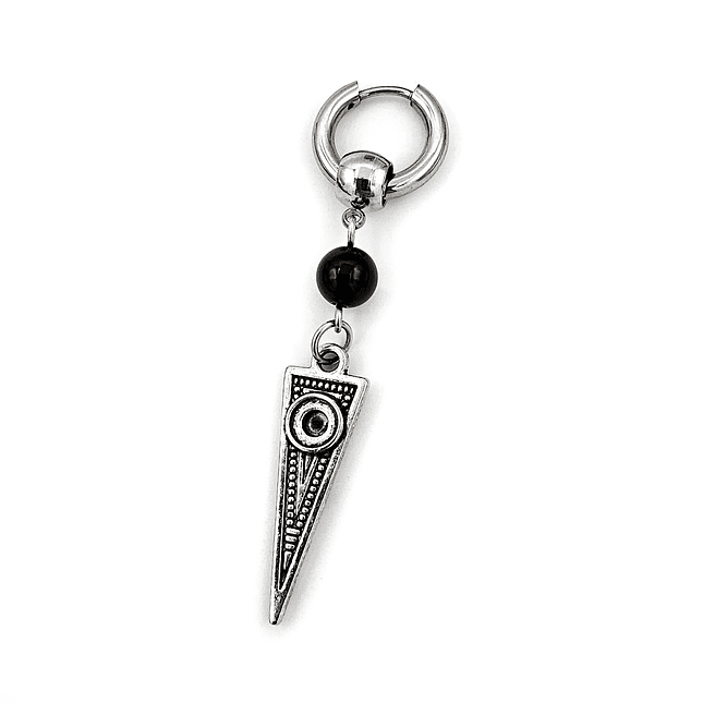 Arete Solitario Piedra Ónix Acero Lanza Flecha  1