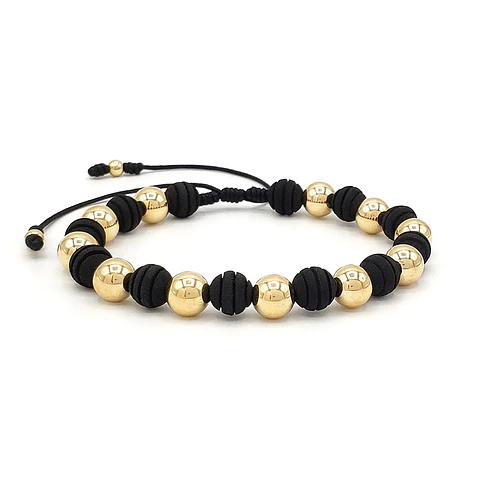 Pulsera Clásica Neopreno y Oro Laminado 18K (8mm)