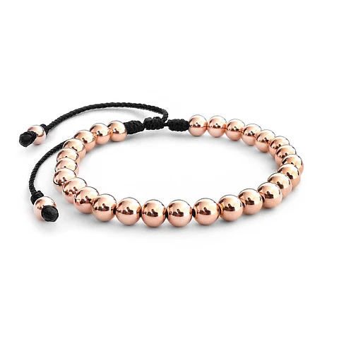 Pulsera Oro Laminado 18k Rosado Balines 6mm
