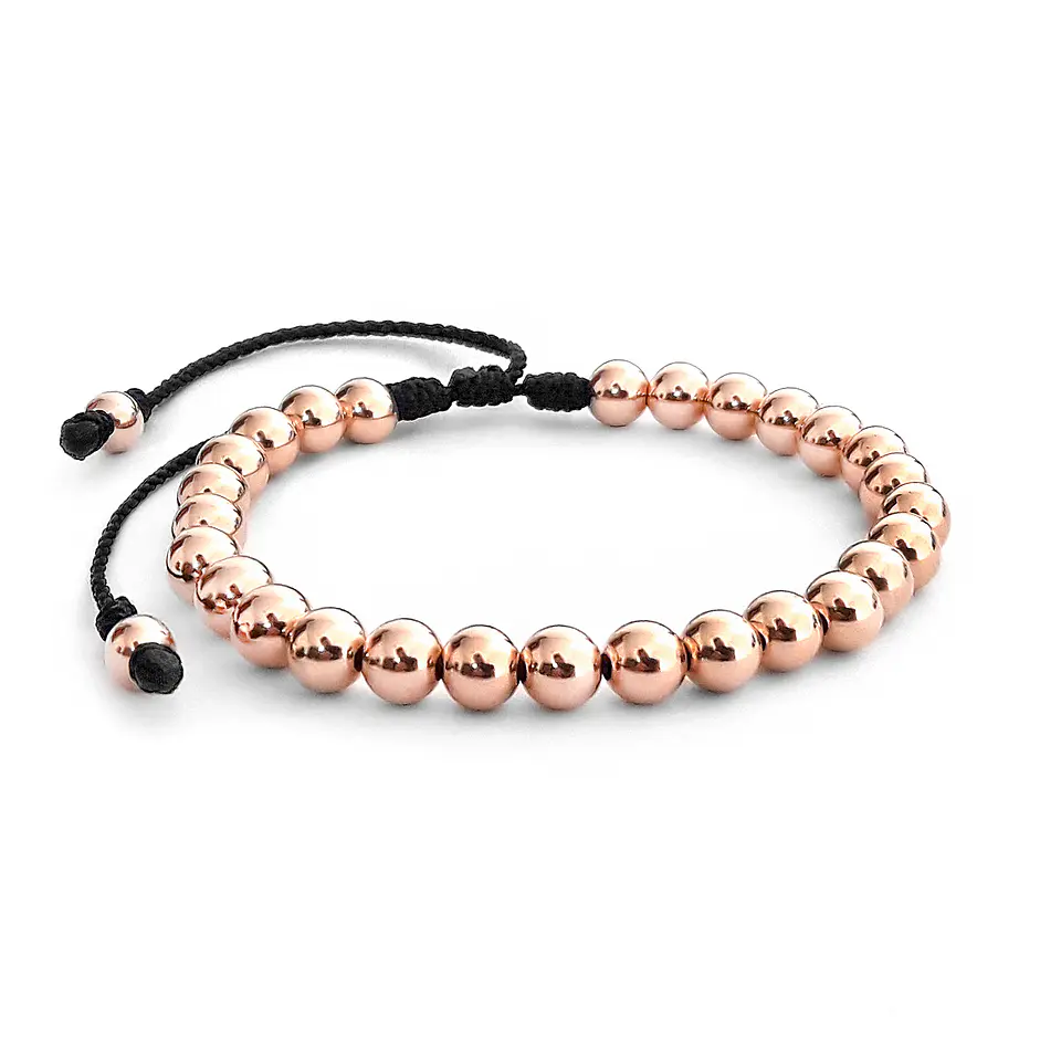 Pulsera Oro Laminado 18k Rosado Balines 6mm 1