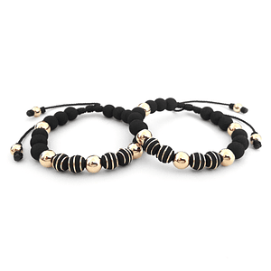 Par de Pulseras para Parejas Neopreno Oro Laminado 18K