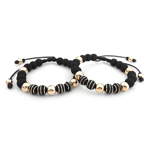 Par de Pulseras para Parejas Neopreno Oro Laminado 18K
