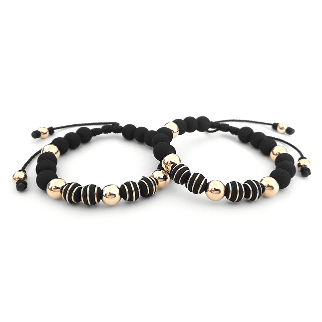 Par de Pulseras para Parejas Neopreno Oro Laminado 18K 1