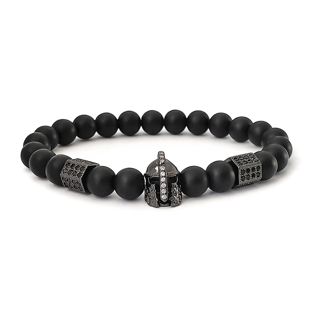 Pulsera con Piedra Ónix Mate Casco Gladiador