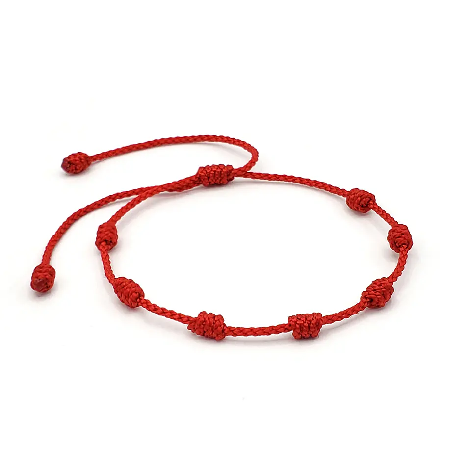 Pulsera 7 Nudos Hilo Rojo Protección Buena Suerte 1