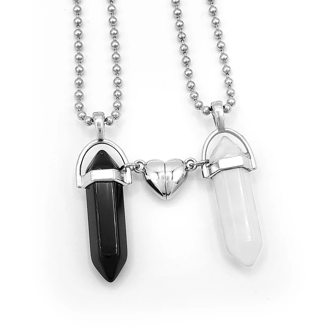 Cadenas para Parejas Péndulos Onix Cuarzo Cristal Corazón Imantado 1