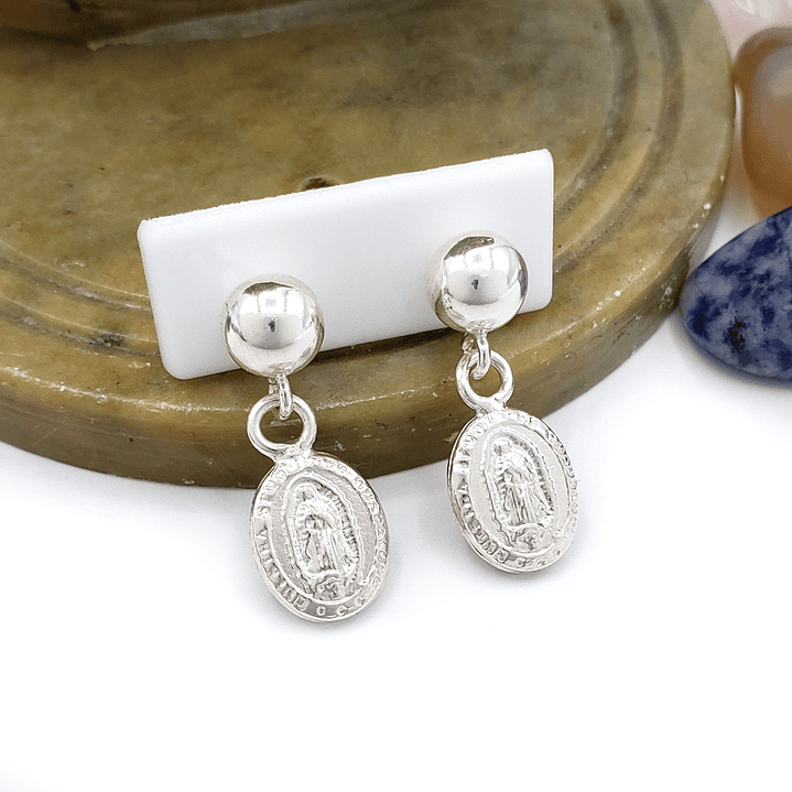 Topos Aretes Virgen Guadalupe Plata 925 Italiana 2
