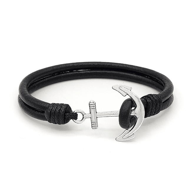 Pulsera con Cuero Natural y Ancla 1