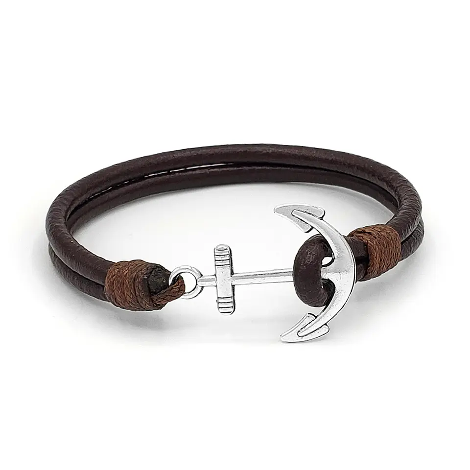 Pulsera Ancla con Cuero Natural 4