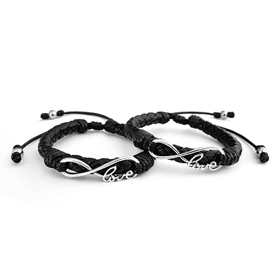 Pulseras Infinitos para Parejas Cuero Trenzado