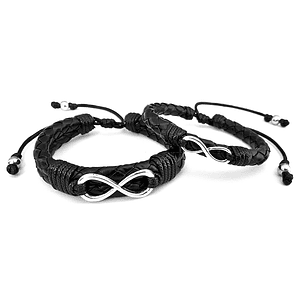 Pulseras Infinitos para Parejas Cuero Trenzado