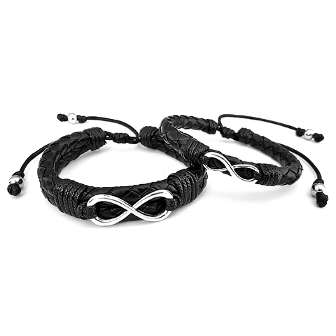 Pulseras para Parejas Infinitos Cuero Trenzado