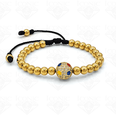 Pulsera con Balón de Fútbol Colombia Acero