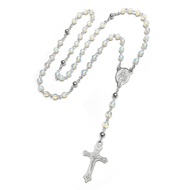 Camándula Rosario Piedra Ópalo Acero 2