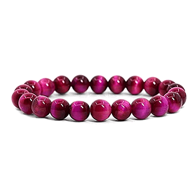 Pulsera Piedra Ojo de Tigre Colores 8mm - FUCSIA