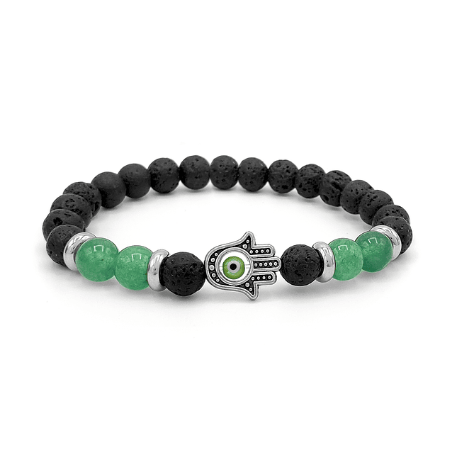 Pulsera Mano de Fátima Hamsa Ojo Turco Volcánica  2