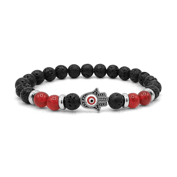 Pulsera Mano de Fátima Hamsa Ojo Turco Volcánica  3