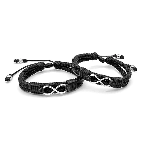 Pulseras para Parejas Infinitos Cuero Trenzado