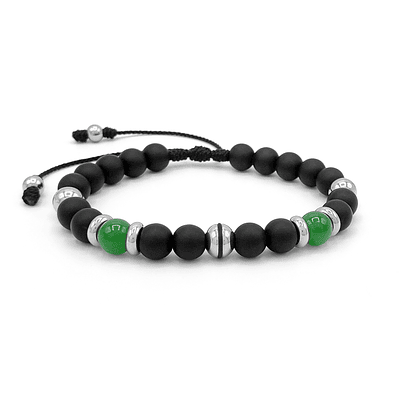 Pulsera con Acero, Piedra Ónix Mate y Ágata 8mm - VERDE