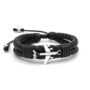 Pulsera Avión Cuero Trenzado