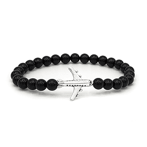 Pulsera Avión con Piedra Ónix Brillante