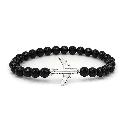 Pulsera Avión con Piedra Ónix Brillante