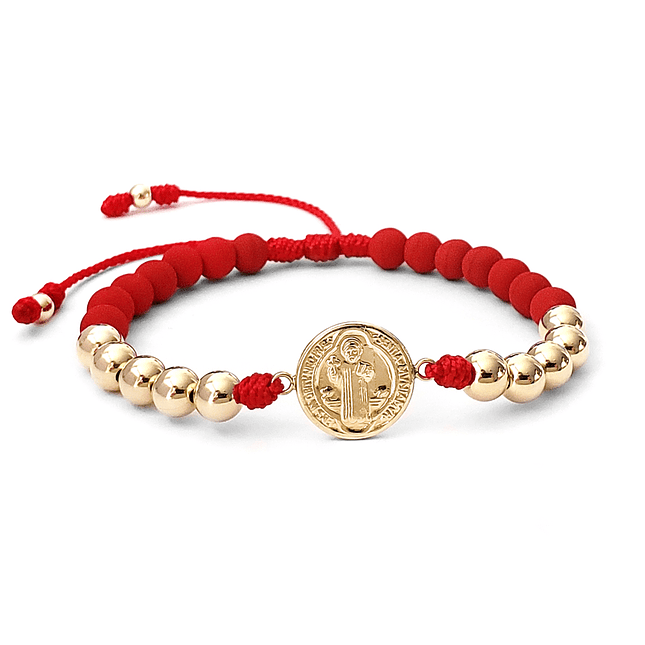 Pulsera San Benito Neopreno y Oro Laminado 18k 2