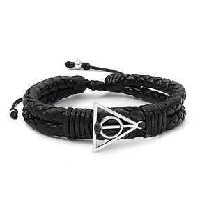 Pulsera Reliquias de la Muerte Cuero Trenzado
