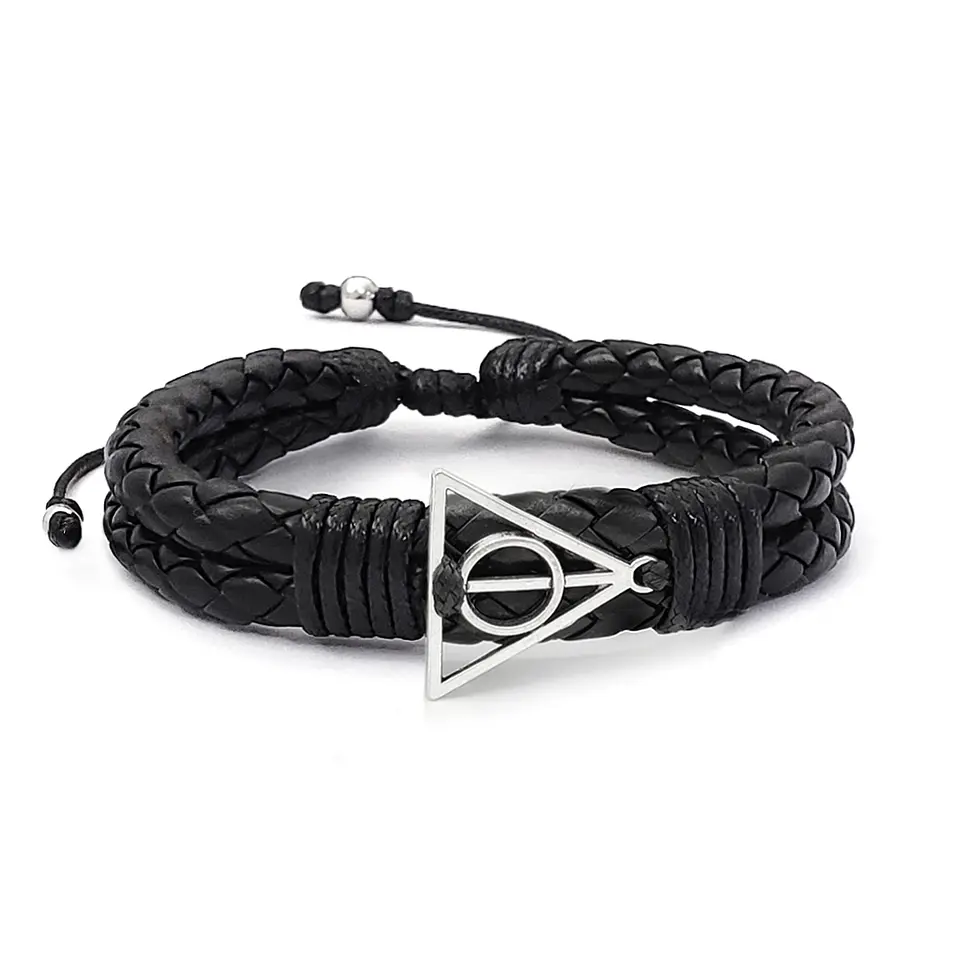 Pulsera Reliquias de la Muerte Cuero Trenzado 1