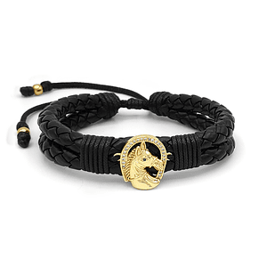 Pulsera Caballo Herradura Cuero Trenzado 
