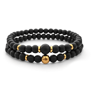 Pulseras Piedra Ónix Mate y Acero 