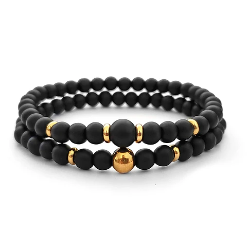 Pulseras Piedra Ónix Mate y Acero 