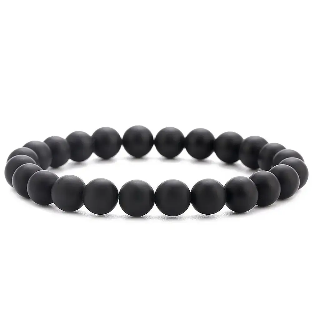 Pulsera De Relación A Distancia O Amigos Piedra Lava Y Onix Blanco Premium