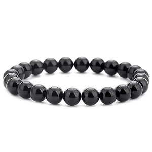 Pulsera Piedra Ónix Negro Brillante 8mm
