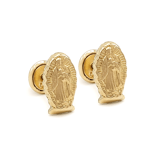Topos Aretes Virgen Guadalupe Oro Laminado 18k 1