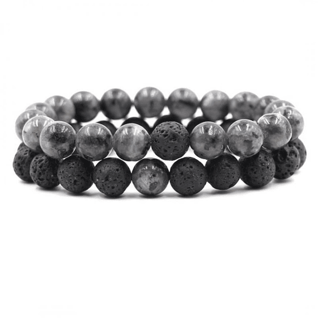 Pulseras de la Distancia para Parejas Piedras Espectrolita y Volcánica 1