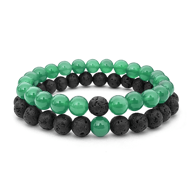 Pulseras de la Distancia para Parejas Piedras Jade y Volcánica 1