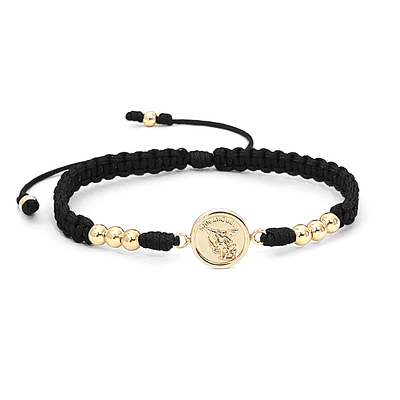 Pulsera San Miguel Arcángel Oro Laminado 18k - NEGRO