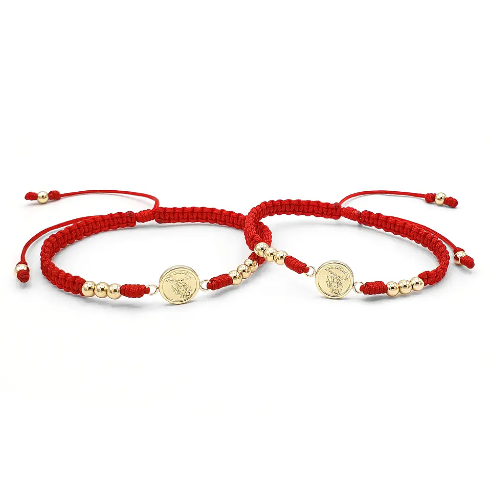 Pulseras para Parejas San Miguel Arcángel Oro Laminado 18k 1